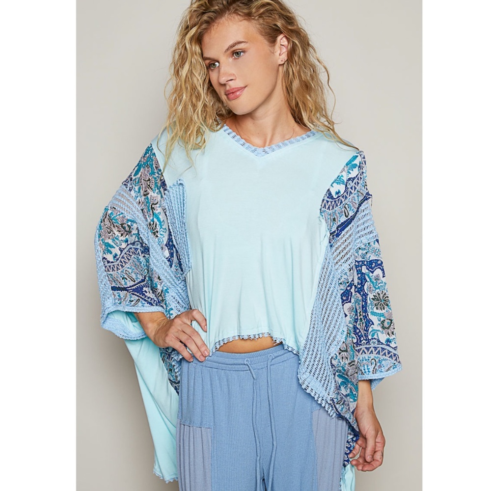 🌟 “The Bessie" Blue Oversized High Low Top